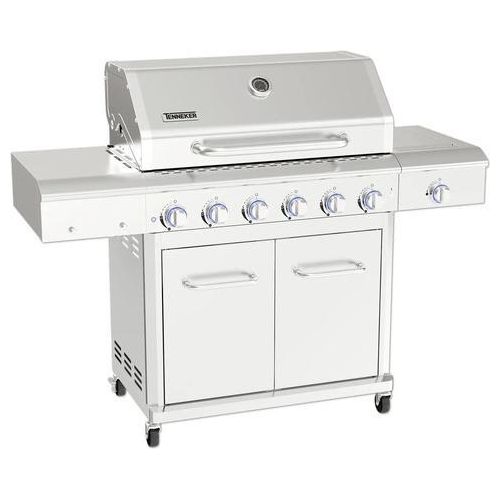Gasgrill TENNEKER Silverstar TG-6 mit 6 Brenner + Infrarot-Seitenbrenner, gusseiserner Grillrost, rostfreie Edelstahl-Konstruktion