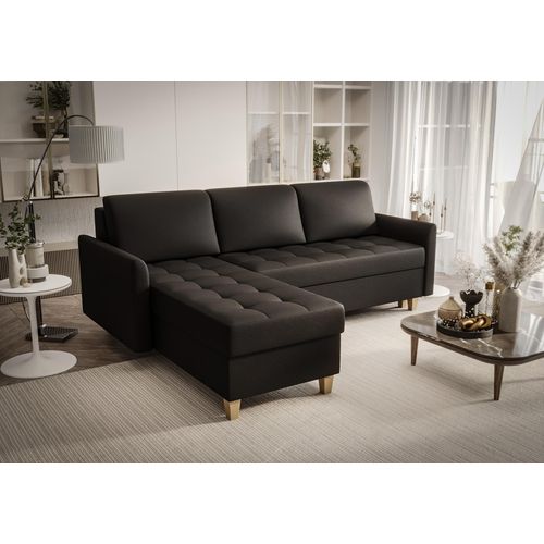 Ecksofa 240x180 cm Schwarz Links Kunstleder Kongo RBN08