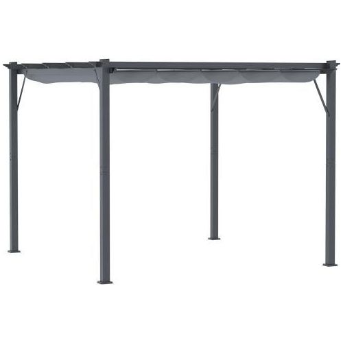 Pergola Pavillon 3x3x2.23 cm Dunkelgrau Kohlegrau Terrassenueberdachung Aluminium Gartendach Schiebedach