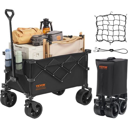 Bollerwagen 965 x 600 x 1070 mm Kinderwagen aus 600D Oxford-Stoff mit PVC-Beschichtung Strandwagen 220 L Speicherkapazität max. 150 kg Tragfähigkeit Transportkarre Gerätewagen Handwagen