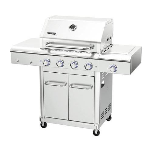 Gasgrill TENNEKER Silverstar TG-4 mit Infrarot-Seitenbrenner, gusseiserner Grillrost und rostfreie Edelstahl-Konstruktion