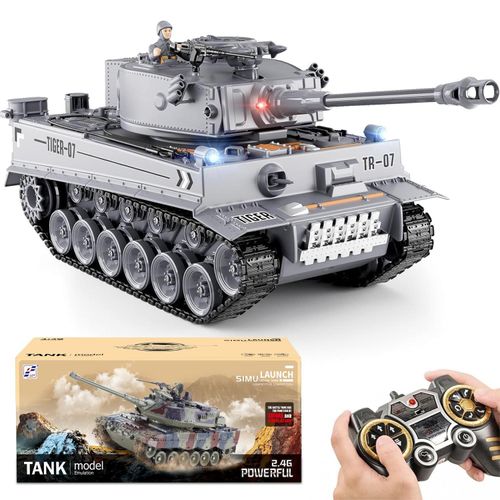 RC-Auto Ferngesteuerter Panzer 2,4 GHz, RC Tank Spielzeug mit Schussfunktion