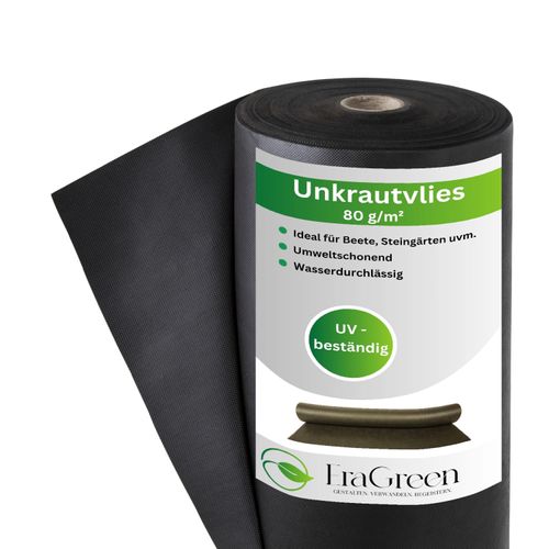 Unkrautvlies 80g/m² Gartenvlies 1,6m x 90m Mulchvlies Unkrautfolie Unkrautmatte