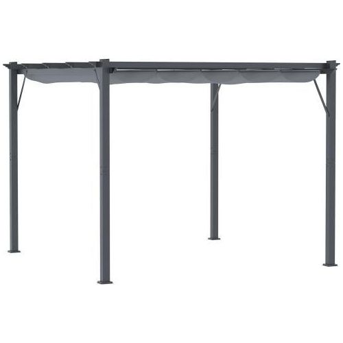 Pergola Pavillon 3x3x2.23 cm Dunkelgrau Kohlegrau Gartendach Terrassenueberdachung Aluminium Schiebedach