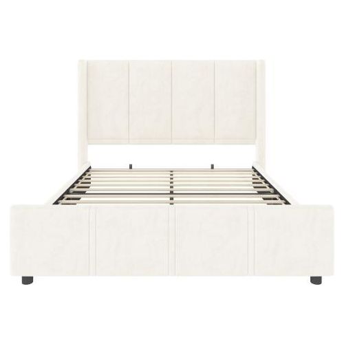 Kinderbett 160x200 cm Jugendbett Doppelbett Gaestebett Ladefunktion Stilvoller Moderner Kopf- Und Fussteil USB-Anschluss Beige Ohne Matratze