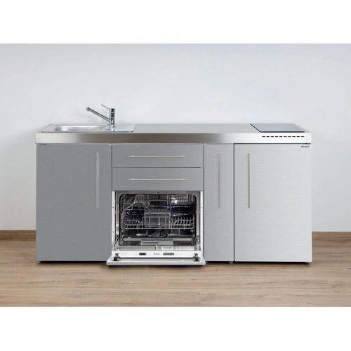 Stengel Miniküche MPGS 180 A Edelstahl mit Kühlschrank und Geschirrspüler