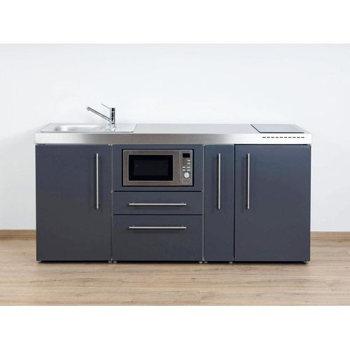 Stengel Miniküche MPM 180 A, KMI Schiefergrau mit Kühlschrank und Mikrowelle