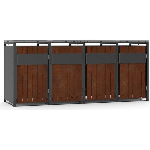 Mülltonnenbox Mülltonnenverkleidung bis 240 L Mülltonnen Behälter Rost 4 Türen