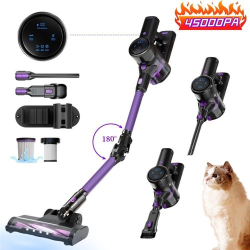 Akku Staubsauger,4 in 1 Staubsauger Kabellos,45KPa/65min,5-Filtersystem,Bürstenloser Handheld -Staubsauger,180°-Reinigung, für Teppich,Tierhaare, Auto