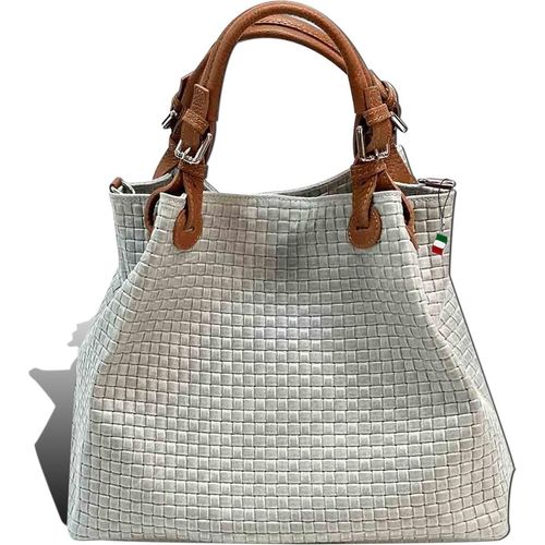 Handtasche grau braun Florence Tasche geprägtes Flechtmuster Leder D2OTF164K