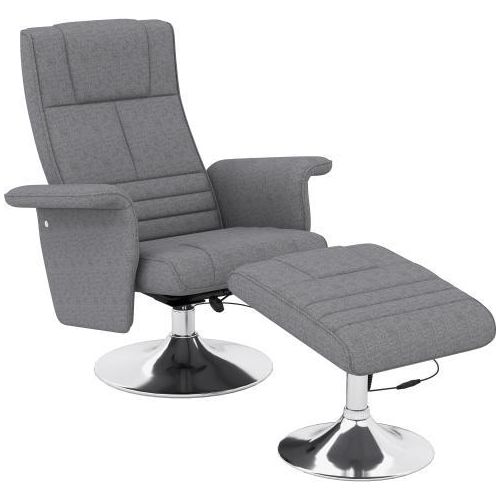 Fernsehsessel 78x95x88 cm Dunkelgrau Leinenoptik Elektrisch Mit Fusshocker Liegefunktion Vibrationsmassage Fernbedienung Relaxsessel Massagesessel
