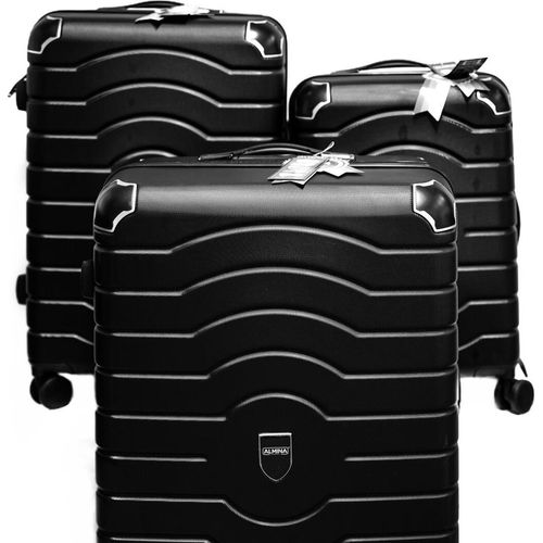 3 Tlg. Reisekoffer- Set mit 4 Räder 360° drehbar, Hartschale mit Kantenschutz Schwarz