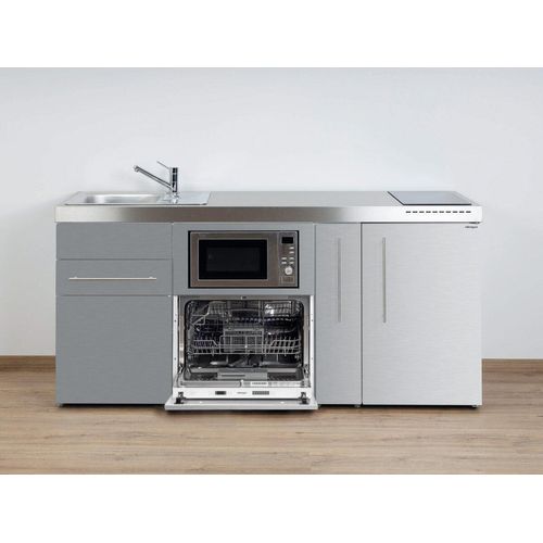 Stengel Miniküche MPGSM 180 A Edelstahl mit Kühlschrank, Geschirrspüler