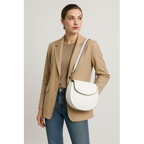 Schultertasche Bianco Luxe aus Leder in m weiß von collezione alessandro