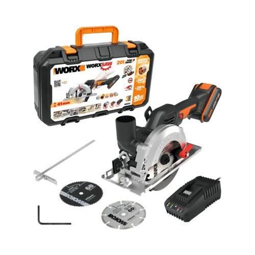Akku-Handkreissäge Worx WX531 20V, inkl. Koffer, 2 Ah Akku, Ladegerät und Zubehör