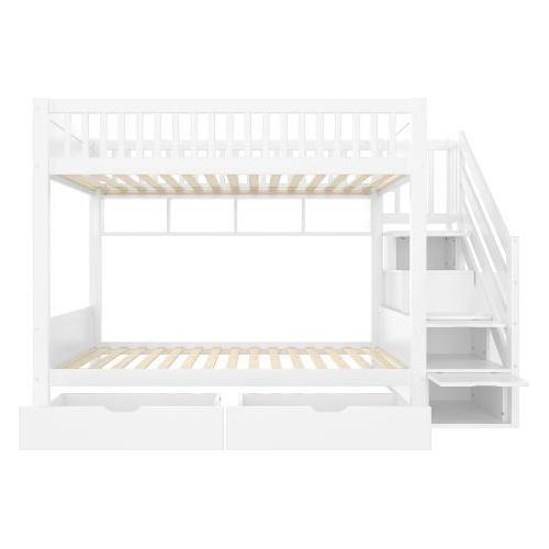 Etagenbett Ohne Matratze 90x200 cm Weiss Jugendbett Hochbett Kinderbett Mit Schublade Regal Kleiderschrank Staufach