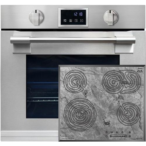 Kaiser Herd Set Autark EH 6339 Einbaubackofen XXL 86L, mit Pyrolyse & AirFry, Touchdisplay mit Glaskeramikkochfeld mit Motiv 60 cm KCT 6715 F Ära