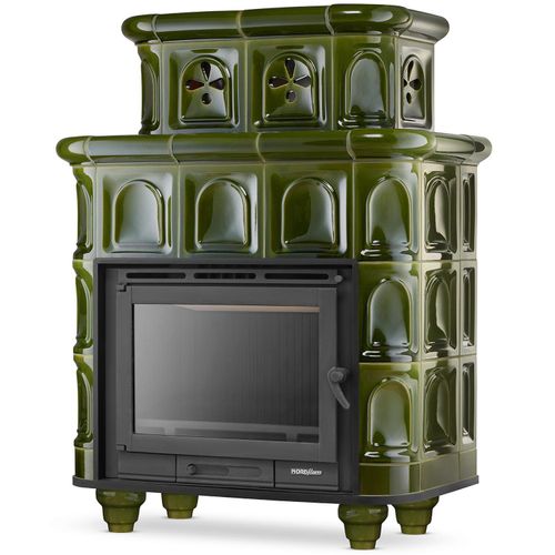 Kaminofen Kachelofen Hellbrunn – klassisch, effizient, leistungsstark 11 kW BIMSCHV2 Dunkelgrün