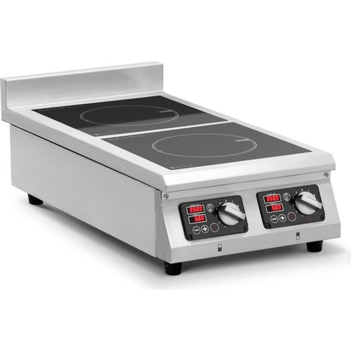 Royal Catering Induktionsplatte - 2 x 28 cm - 60 bis 240 °C - 400 V - Timer -