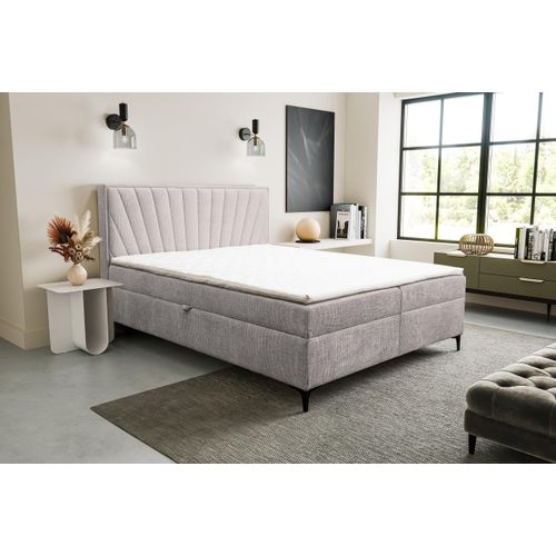VENASI CIMONE Boxspringbett 140x200 mit 2 Bettkästen H2/H3 Matratze BEIGE
