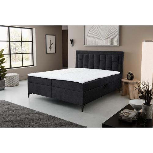 VENASI VENEZIA Boxspringbett 180x200 mit 2 Bettkästen H2/H3 Matratze SCHWARZ