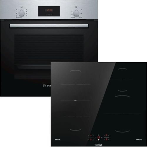 Herdset Bosch Backofen Schnellaufheizung + Gorenje Induktionskochfeld Booster autark 60 cm