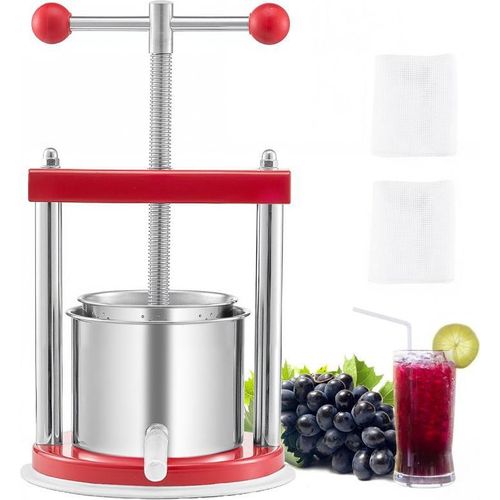 Manuelle Obstweinpresse 1,65L - Weinherstellung Edelstahl - Obstmühle Wein Presse