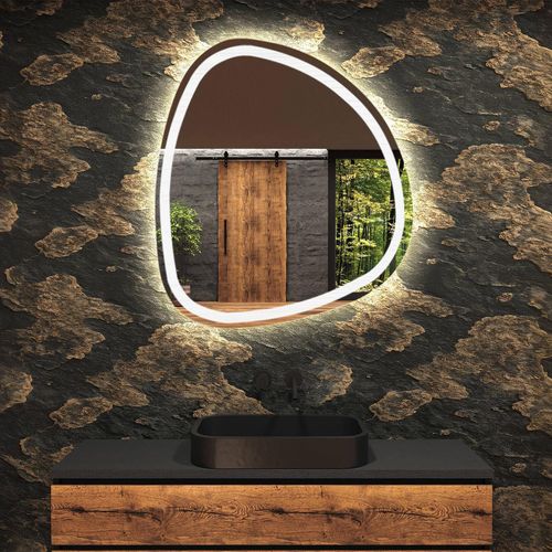 Badezimmerspiegel mit LED-Beleuchtung 54x54 cm – Asymmetrisch, Kaltweiß 7000K, Modern – EGG222