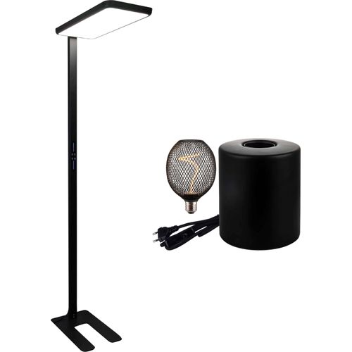 LUXULA LED-Büro-Stehleuchte, 100 W + LUXULA Tischleuchte, JAR + ENOVALITE LED-Filament-Lampe, Vintage, MESH