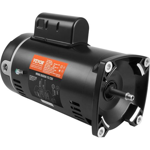 1.5 PS Poolpumpenmotor, 56Y Rahmen, 115V((12.8 Ampere))/230V(6.4 Ampere) 3450 U/min, 60Hz, 1.1 Betriebsfaktor, 90F/250V Kondensator, CCW Rotation Vierkantflansch Ersatzmotor