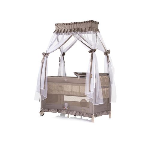 Chipolino Reisebett Palace, Baldachin Moskitonetz zwei Ebenen Wickelauflage beige braun