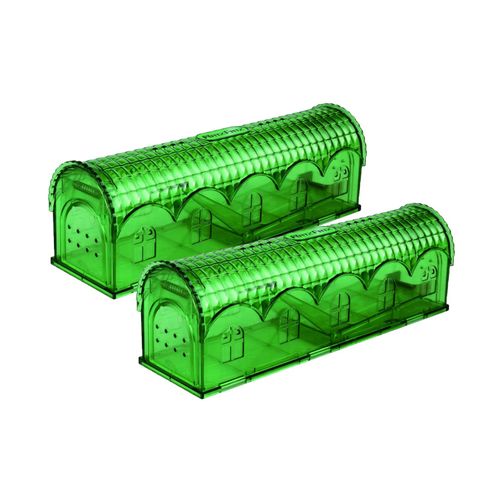 RatzFatz® 2er-Set Premium Mausefalle Lebend Lebendfalle Wiederverwendbare Außen und Innen, Innovativer Mechanismus, MBG-02