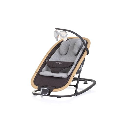 Chipolino Babywippe Senso Holzoptik Spielbogen Kopfstütze 3-Punkt-Gurt faltbar grau