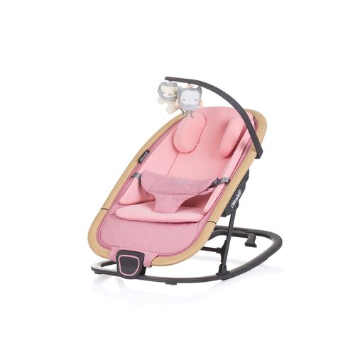 Chipolino Babywippe Senso Holzoptik Spielbogen Kopfstütze 3-Punkt-Gurt faltbar rosa