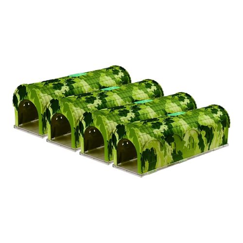 RatzFatz® MBC-04, 4x RatzFatz® Premium Mausefalle Lebend Lebendfalle Wiederverwendbar. Camouflage, Außen und Innen, Innovativer Mechanismus, Modell Rambo