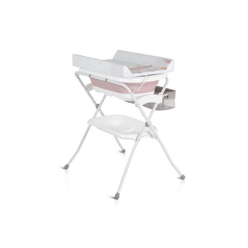 Cangaroo Babywanne Wickeltisch Como 2 in 1 faltbar, Wickelauflage, Zubehörfach rosa