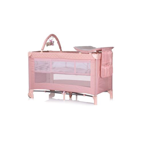 Chipolino Reisebett Luna 2 Ebenen Wickelauflage klappbar Spielbogen Faltmatratze pink