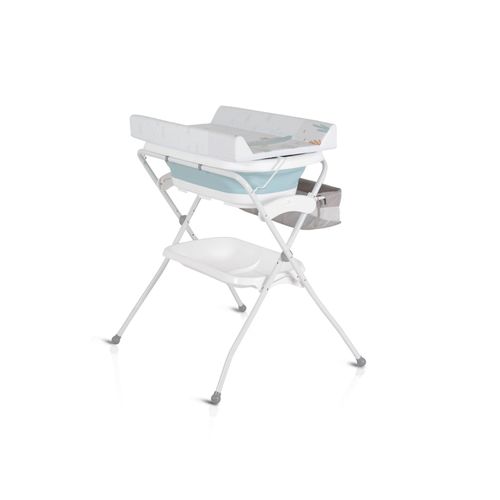 Cangaroo Babywanne Wickeltisch Como 2 in 1 faltbar, Wickelauflage, Zubehörfach blau