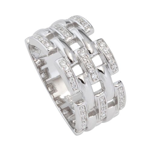 Silberring JOBO Gr. 56, silber (silber 925), Fingerringe, Damen, 56, Silber 925 (Sterlingsilber), breit 925 Silber mit 45 Zirkonia