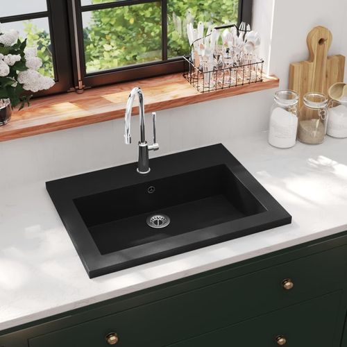 ZMH Granitbecken 600×450×120 mm Schwarz