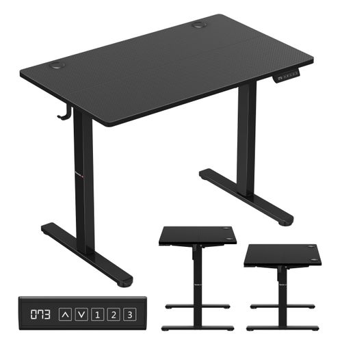 huzaro Hero 7.9 | Höhenverstellbarer Schreibtisch Stehschreibtisch | 100x60cm | Stufenlos Verstellbar Metallkonstruktion Kabeldurchführung | Schwarz