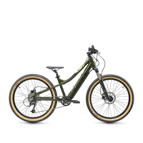 S'COOL e-troX race 24 Zoll 9-Gang Alivio - Olive/Beige | Kinderfahrrad | Jugendfahrrad | 24 Zoll | E-bike | Kinder E-Bike | Elekrofahrrad | 9 Gang