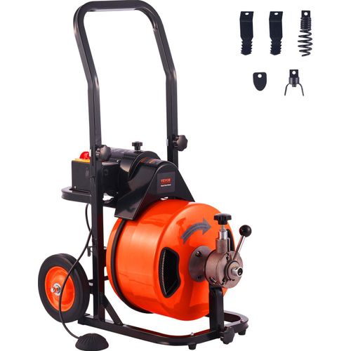Abflussreiniger Elektrische Rohrreinigung 220V Rohrreiniger 23mx12,7mm StahlKabel Rohrreinigungsspirale 1500U/min Leerlaufdrehzahl