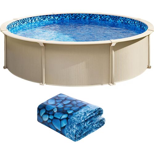 SucceBuy Runder Poolliner, 24 Fuß, Unibead-Vinylliner, 52 Zoll Wand