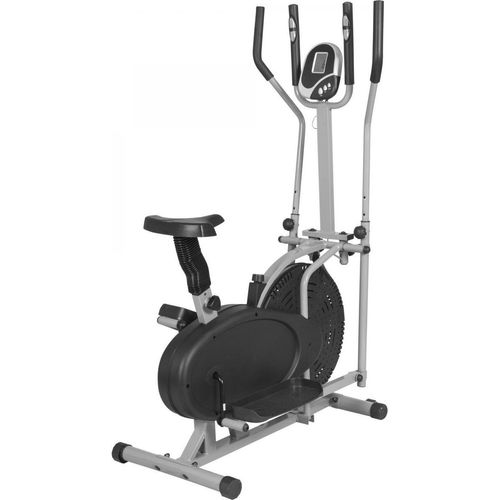 GORILLA SPORTS® Crosstrainer - mit LCD-Monitor, Pulsmessung, 4-Fach Sitz, Verstellbare Widerstand, mit Transportrollen, Silber-Grau - Ellipsentrainer für Zuhause, Ergometer, Stepper, Heimtrainer