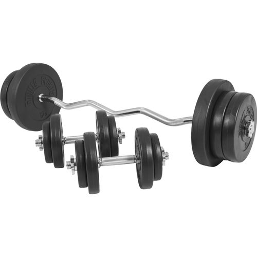 GORILLA SPORTS® Hantelset - 70kg, SZ Curlstange 120cm, Gewichte 4x1,25kg / 4x2,5kg / 4x5kg / 2x10kg, 2x Kurzhanteln 30mm, mit 6 Sternverschlüssen, aus Kunststoff - Hantel Set, Kurzhantelset, Hanteln