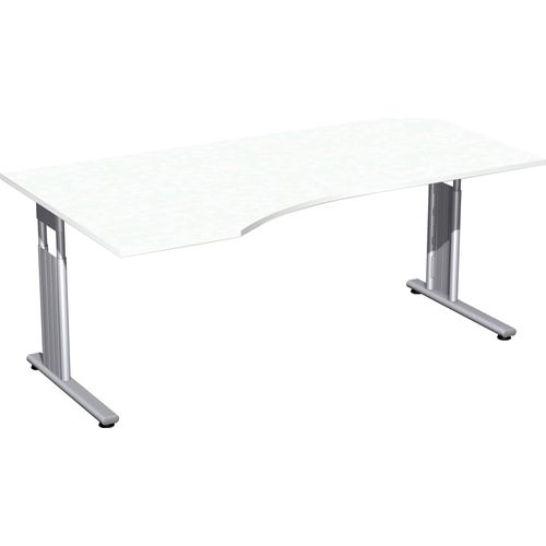C-Fuß Flex Freiformtisch, 180 x 80-100 cm, höhenverstellbar, verschiedene Farben, Farbe Nachbildung:Weiß, Ausführung Winkel:links
