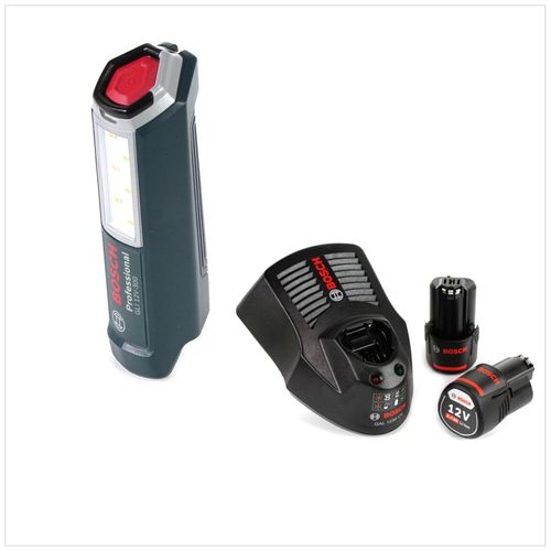 Bosch Professional GLI 12V-300 Akku Lampe + 2x GBA 12V 2,0 Ah Akku + GAL 1230 Ladegerät