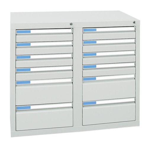 Stumpf Schubladenschrank Serie ESTA, 12 Schubladen lichtgrau (8x100, 4x200mm)