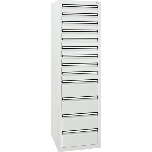 Stumpf Schubladenschrank Serie STS 410, 13 Schubladen lichtgrau (9x100, 4x200mm)
